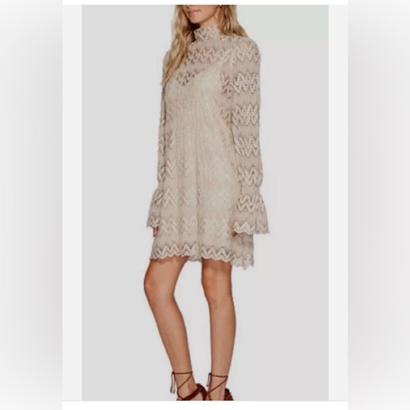 FREE PEOPLE SIMONE MINI DRESS In Neutral COMBO XS - Picture 9 of 14